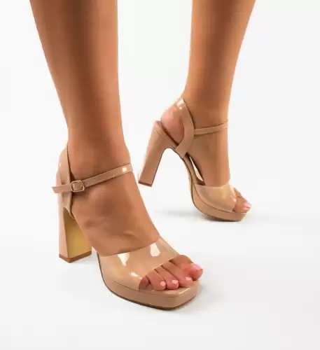 Sandale cu toc Ebaka Nude