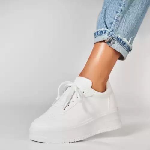 Adidasi Dama Albi din Piele Ecologica Ezmay