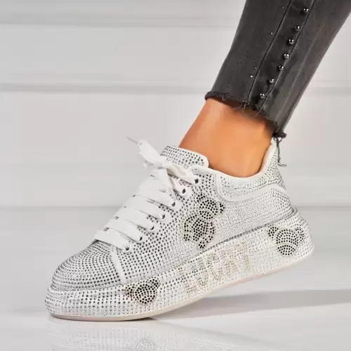 Adidasi dama Albi din Piele Ecologica Intoarsa Nikky