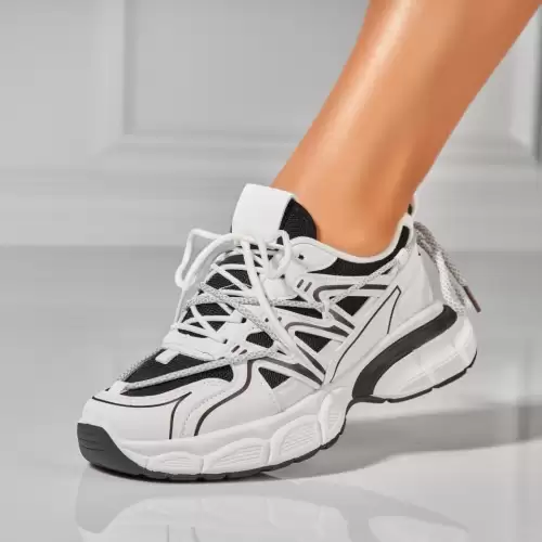 Adidasi Dama Albi din Piele Ecologica Skyela