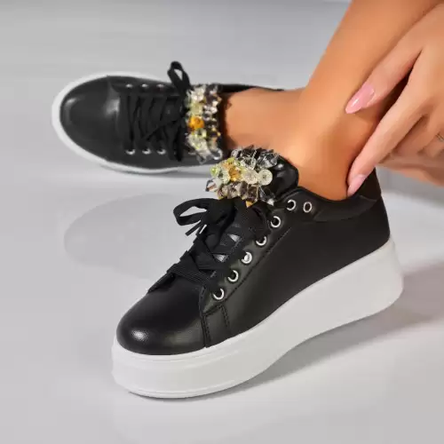 Adidasi Dama Negri din Piele Ecologica Janari