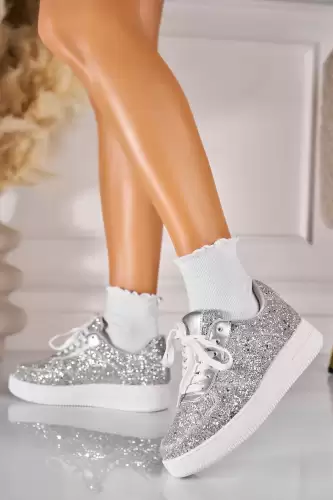 Adidasi de dama Glitter Argintiu Alyza