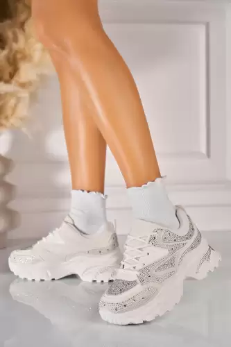 Adidasi de dama Piele Ecologica Alb Aritza