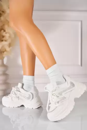 Adidasi de dama Piele Ecologica Alb Avalia