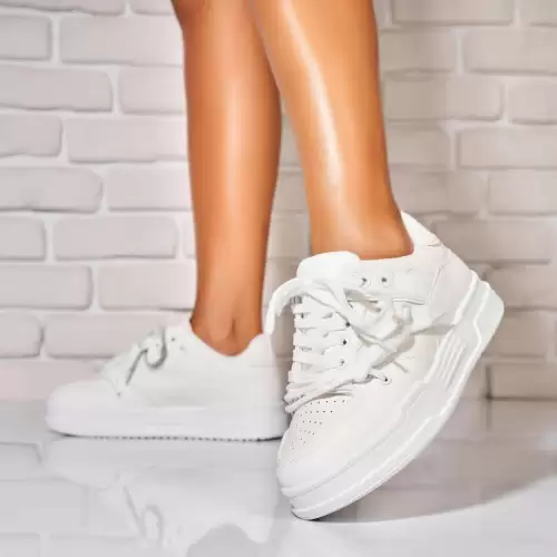 Adidasi de dama Piele Ecologica Alb Crelyn