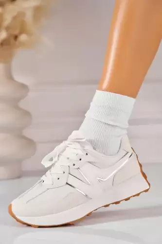 Adidasi de dama Piele Ecologica Alb Daneli