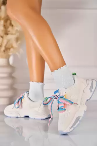 Adidasi de dama Piele Ecologica Alb Emalina