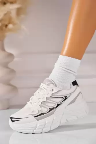 Adidasi de dama Piele Ecologica Alb Sakara