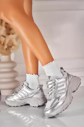 Adidasi de dama Piele Ecologica Argintiu Daisha