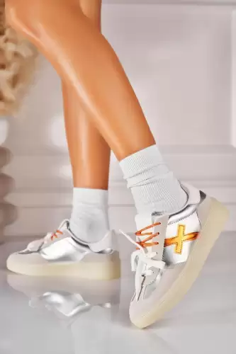 Adidasi de dama Piele Ecologica Argintiu Soliana