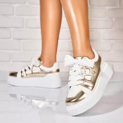 Adidasi de dama Piele Ecologica Auriu Adara