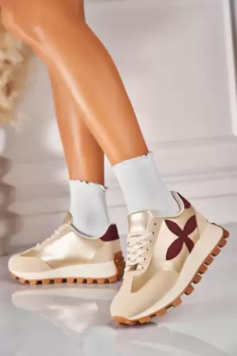 Adidasi de dama Piele Ecologica Auriu Darina