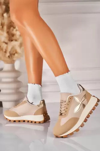 Adidasi de dama Piele Ecologica Bej Darina