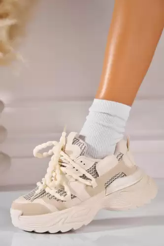 Adidasi de dama Piele Ecologica Bej Erisha