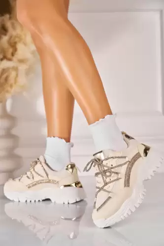 Adidasi de dama Piele Ecologica Bej Lyani