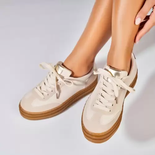 Adidasi de dama Piele Ecologica Bej Subrya