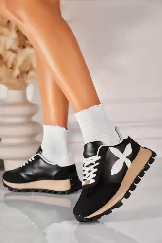 Adidasi de dama Piele Ecologica Negru Darina