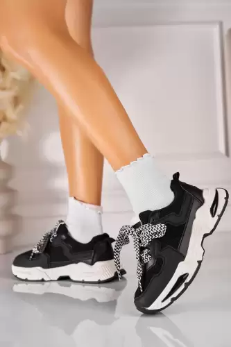 Adidasi de dama Piele Ecologica Negru Emalina