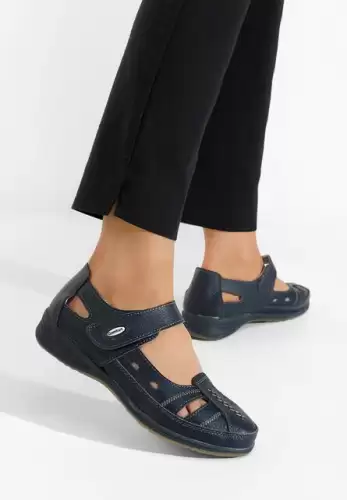 Balerini dama piele navy Deby