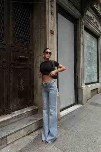 Blugi Dama Evazati Albastru Marigold