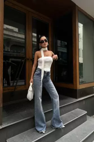 Blugi Dama Evazati Albastru Marigold2