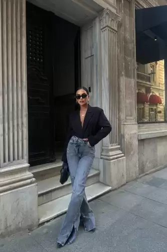 Blugi Dama Evazati Gri Meadow