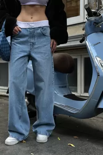 Blugi Mom Fit Albastri Marlee