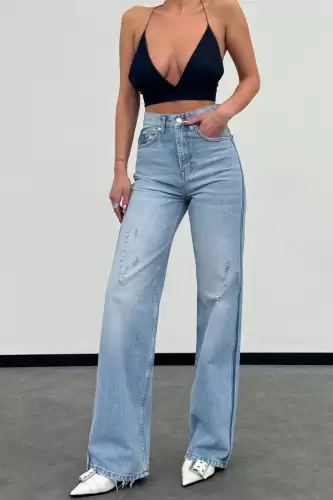 Blugi Mom Fit Albastri Sariyah