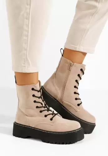 Bocanci cu platforma Brillanza bej