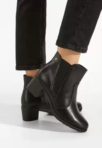 Botine cu toc gros negre Verona