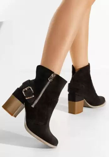 Botine dama cu toc Laroya negre