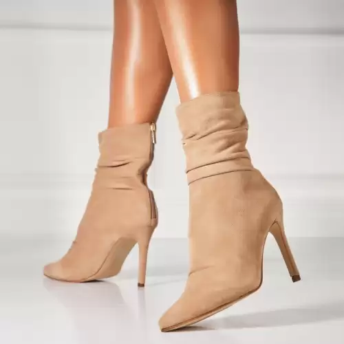 Botine dama Imblanite Kaki din Piele Ecologica Intoarsa Hayana