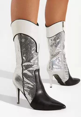 Cizme cu toc subtire argintii Istana