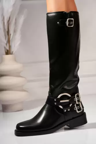 Cizme Dama Imblanite Negre din Piele Ecologica Elania