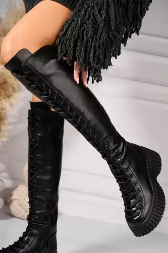 Cizme Dama Imblanite Negre din Piele Ecologica Evalise