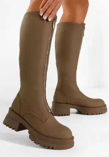 Cizme dama kaki Lentisa