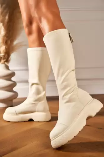 Cizme iarna Bej din Piele Ecologica Hazelle