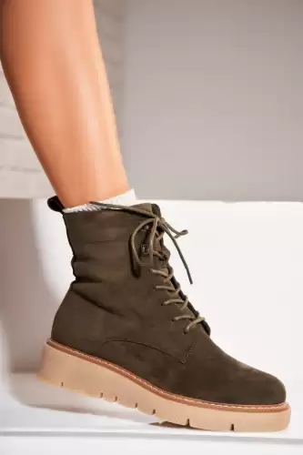 Ghete Dama Imblanite Verzi din Piele Ecologica Intoarsa Clarice