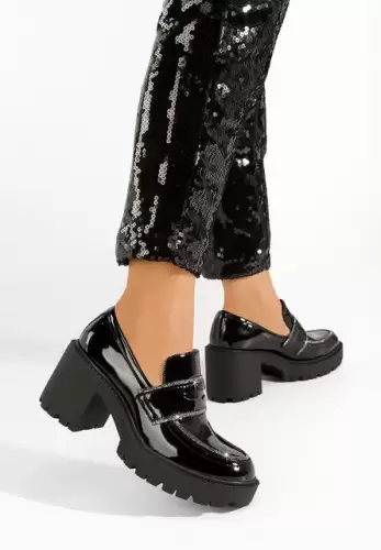 Mocasini cu toc Domira V2 negri