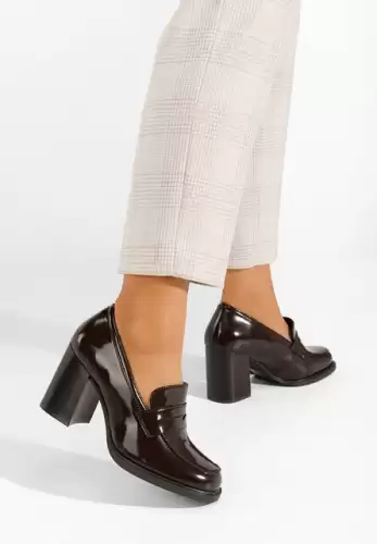Mocasini cu toc Odesia maro