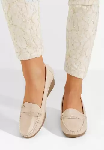 Mocasini dama cu platforma Saina bej