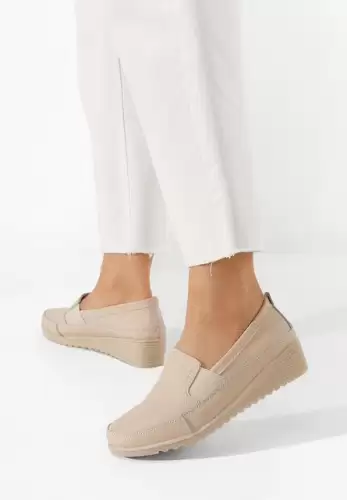 Mocasini dama piele bej Sonoma