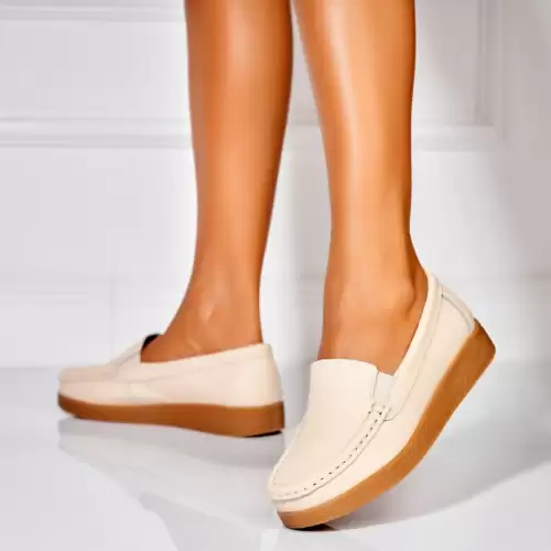 Mocasini dama Piele Naturala Bej Dona