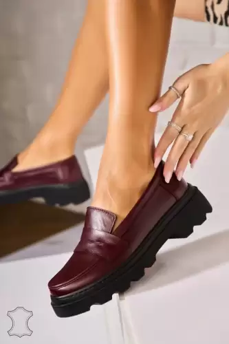 Mocasini dama Piele Naturala Bordo Jaylei