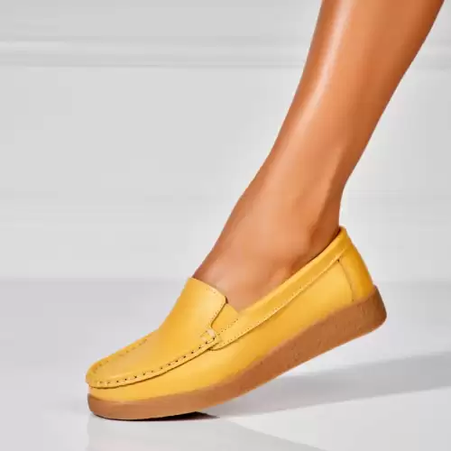 Mocasini dama Piele Naturala Galbeni Dona