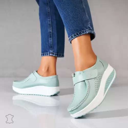 Mocasini dama Piele Naturala Turcoaz Emika