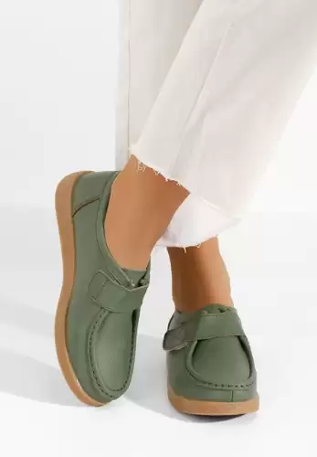 Mocasini piele naturala Milanka verzi