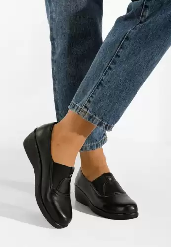 Pantofi casual cu platforma negri Liniara