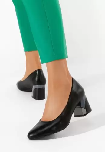 Pantofi cu toc gros Rusea negri