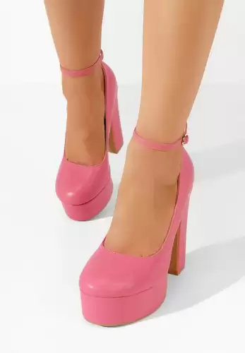 Pantofi cu toc gros si platforma Matea V3 fucsia